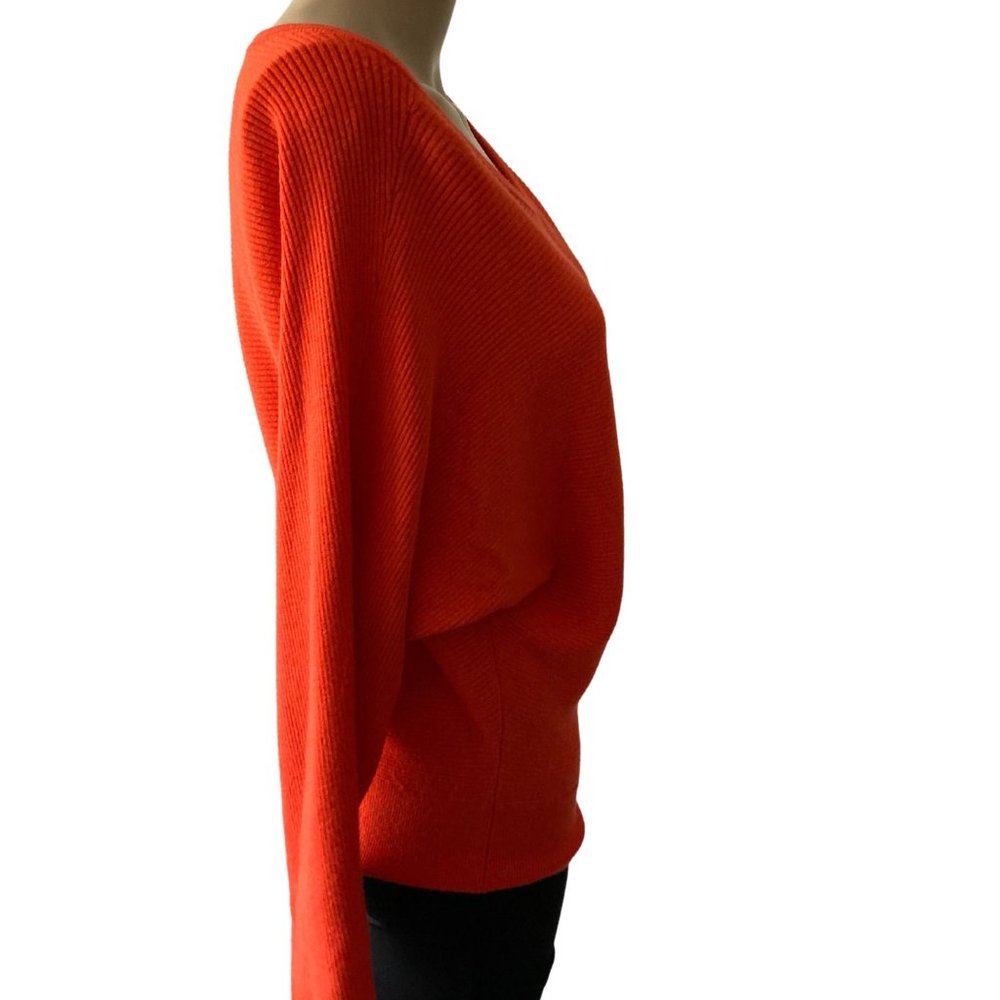 Express Orange Ribbed Boat Neck M Sweater - Picture 2 of 8